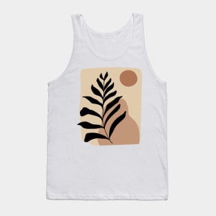 Modern Minimalist Simple Abstract Pastel Pink Black Leaf Art Tank Top